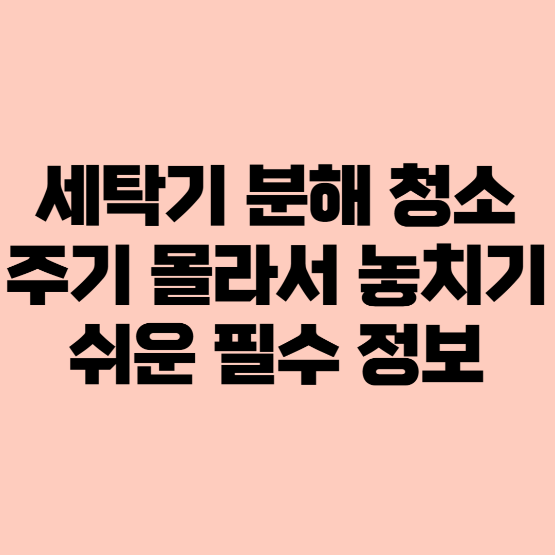 세탁기 분해 청소 주기